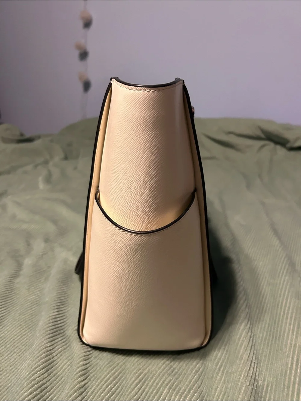 kate spade Cream and Black Structured Saffiano Tote